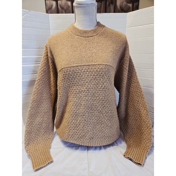 Vintage Woman Cedar Bend M Gray Wool Blend Crewneck Cable Knit Sweater Made USA - Picture 1 of 10